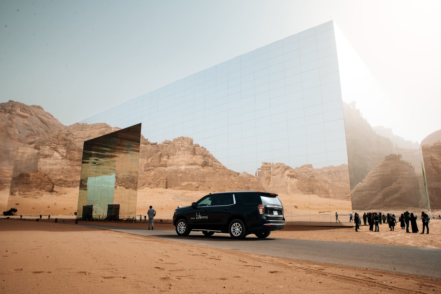 BAN vehicle in front of Maraya in AlUla
